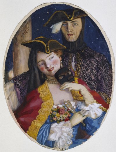 Coppia vestita per un carnevale veneziano, 1930 da Konstantin Andreevic Somov
